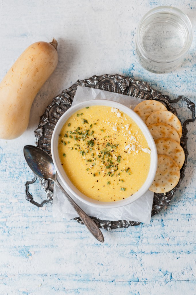 Potage courge butternut et lait de coco